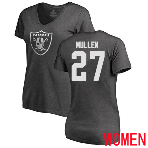 Oakland Raiders Ash Women Trayvon Mullen One Color NFL Football #27 T Shirt